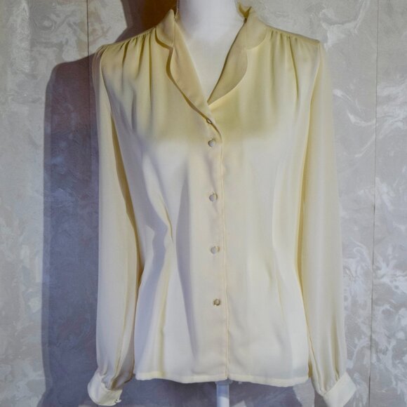 Pepper Tree Tops - Pepper Tree Cream Faux Button-Front Blouse Size 12